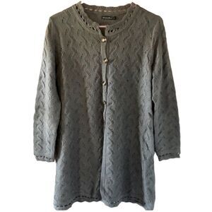 Women’s Olive Green/Gray Long Soft Sweater L